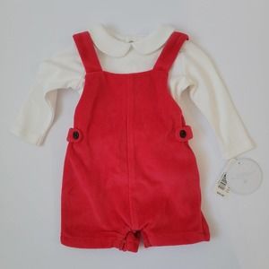 NWT Edgehill Collection Baby Boy's Shortall 2-Piece Christmas Outfit Size 3M